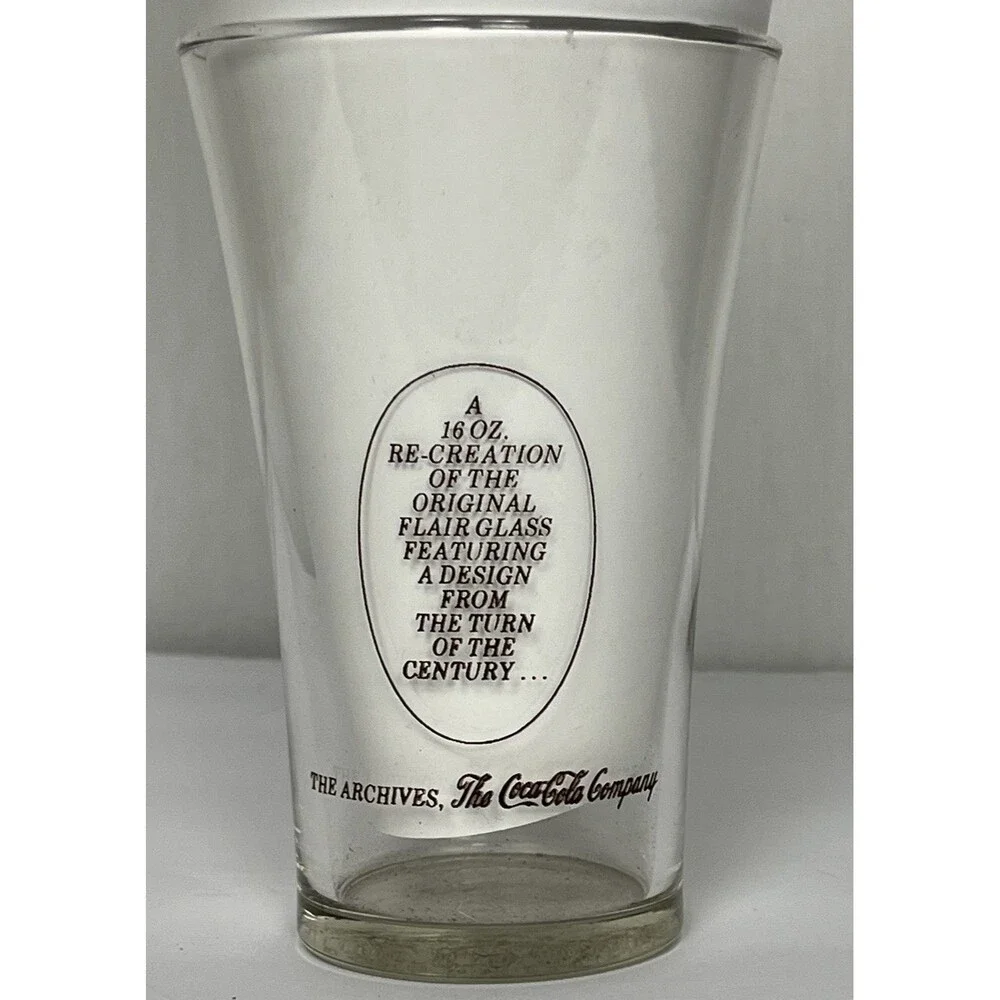 Coca Cola Flair Glass Vintage 80s Archive Re-Creation Victorian Lady Clear 16 oz